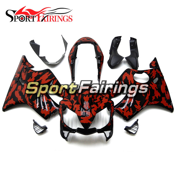 Black With Red Flames Complete Motorcycle Plastics ABS Injection Fairing Kit For Honda CBR600 F4i 2004 2005 2006 2007 Fairings New Arrive