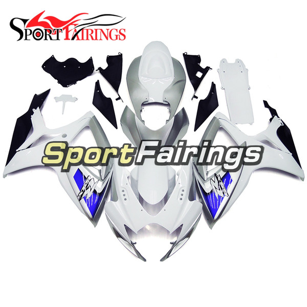 Complete White Sliver Blue Decals Fairings For Suzuki GSXR600-750 Year 2006 2007 06 07 K7 Sportbike ABS Plastics Injection Bodywork