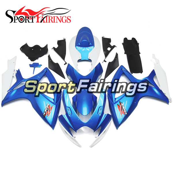 Full Pearl Blue White Fairings For Suzuki GSXR600-750 Year 2006 2007 06 07 K7 Sportbike ABS Plastics Fairing Kit Injection Hulls