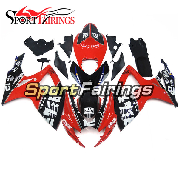 Complete Red Black Pattern Fairings For Suzuki GSXR600-750 Year 2006 2007 06 07 K7 Sportbike ABS Plastics Injection Cowlings