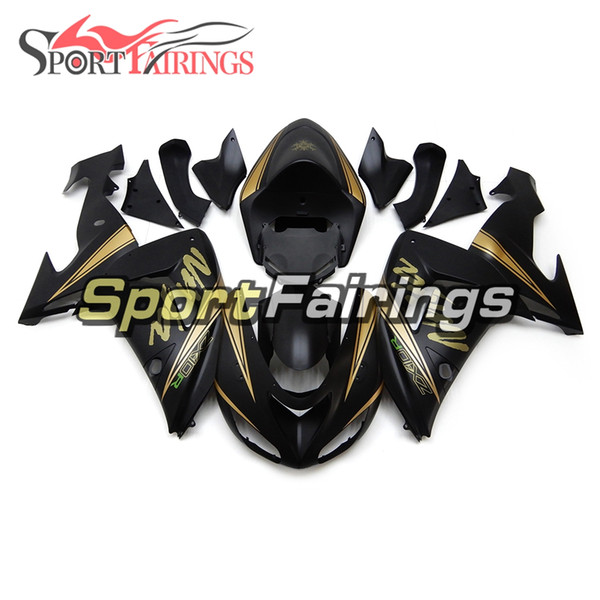 NEW Free Gifts ZX-10R NINJA ZX10R 06 07 Black Gold Complete Bodywork For Kawasaki Ninja ZX10R 2006 2007 Motorcycles ABS Plastics Fairing Kit