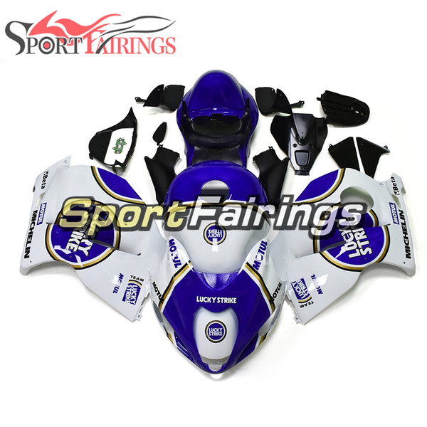 Fairings For Suzuki GSXR1300 Hayabusa 97 - 07 Year 1997 2003 2004 2005 2006 2007 ABS Motorcycle Fairing Kit Gloss White Blue Lucky Strike