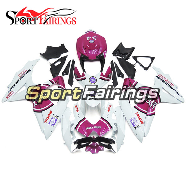 Full Fairing Kit For Suzuki GSXR600 GSXR750 K8 08 09 10 2008 2009 2010 Body Kit ABS Plastic Motorbike White Pink Panels Cover Bodywork