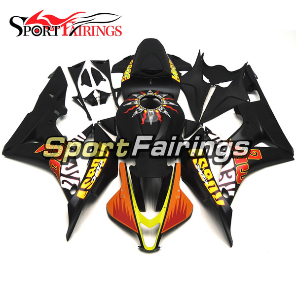 Plastic ABS Injection Black Yellow Orange Pattern Motorcycle Full Fairing Kit For Honda CBR600RR F5 07-08 Year 2007 2008 Bodywork Body Kit