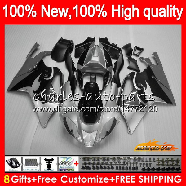 Body For Aprilia RSV1000R Mille RV60 RSV1000 R RR 03 04 05 06 62HC.43 RSV1000RR RSV 1000 R 1000R silvery black 2003 2004 2005 2006 Fairings