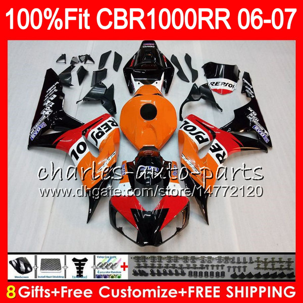 Injection Body For HONDA CBR 1000RR CBR1000 RR 06 07 Bodywork 78HM1 CBR1000RR 06 07 CBR 1000 RR 2006 2007 Fairing kit 100% Fit Repsol orange