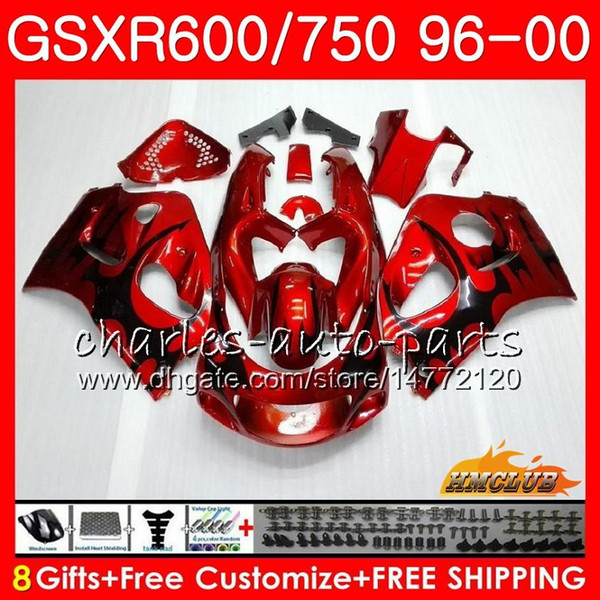 Body For SUZUKI SRAD GSXR 750 600 GSXR-600 GSXR750 96 97 98 99 00 1HC.21 GSX-R750 GSXR600 1996 1997 1998 1999 2000 Fairing kit Black flames