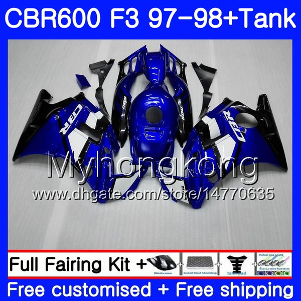 Blue black stock Body +Tank For HONDA CBR 600 FS F3 CBR600RR CBR 600F3 97 98 290HM.4 CBR600 F3 97 98 CBR600FS CBR600F3 1997 1998 Fairings