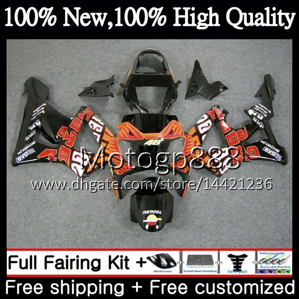 Body For HONDA CBR900 RR CBR 929RR CBR 900RR CBR929RR 00 01 Repsol black 54PG5 CBR 929 RR CBR900RR CBR929 RR 2000 2001 Fairing Bodywork