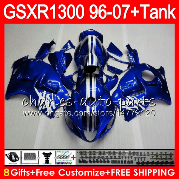 8Gifts 23Colors For SUZUKI Hayabusa GSXR1300 96 07 1996 1997 1998 gloss blue 15NO93 GSXR 1300 GSXR-1300 GSX R1300 1999 2000 2001 Fairing