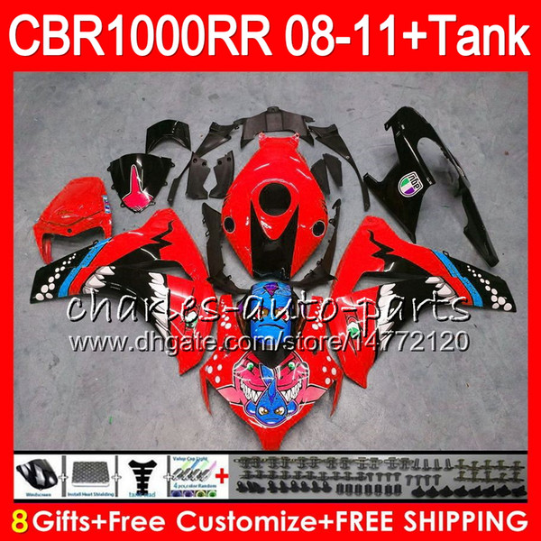 Bodywork For HONDA CBR 1000RR CBR1000 RR 08-11 kit 8Gifts 69NO70 Graffiti red CBR1000RR 08 09 10 11 CBR 1000 RR 2008 2009 2010 2011 Fairing