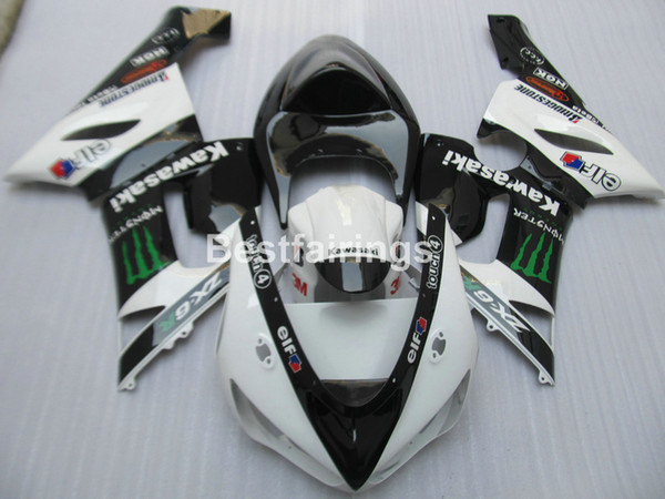 7 free gifts fairing kit for Kawasaki Ninja ZX6R 05 06 classical white black fairings set ZX6R 2005 2006 ZM44