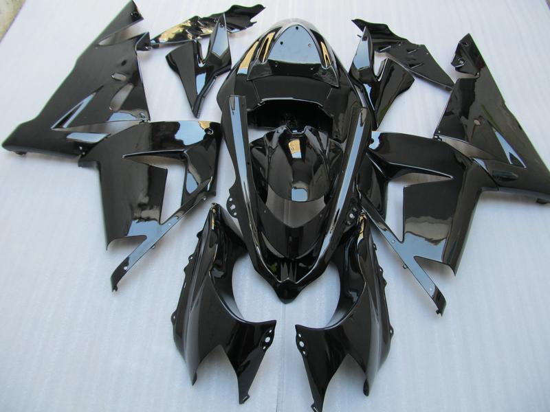 Customized fairings For 2004 2005 Kawasaki Ninja ZX 10R 04 05 ZX-10R 2004 2005 ZX10R all glossy Black ABS Fairing kit Set 781A