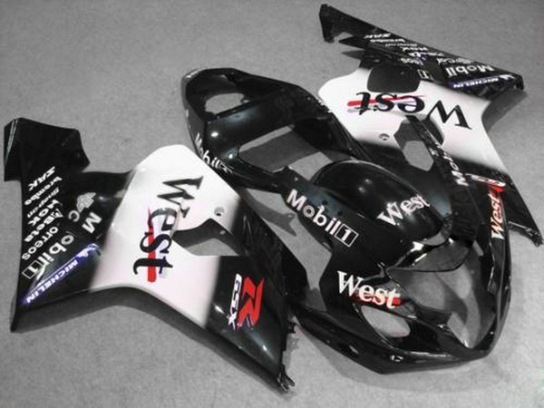 Black white faring kit for SUZUKI GSXR600 GSXR750 04 05 K4 aftermarket GSX-R600/750 2004 2005 fairings set ZW33