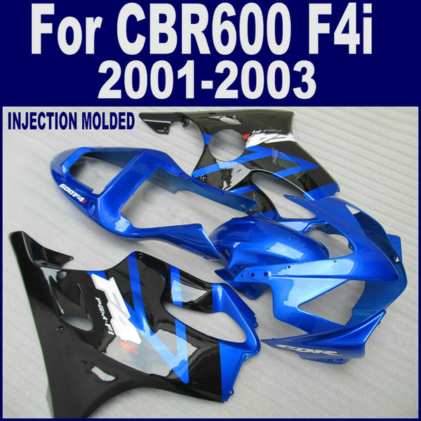 Blue black fairing kit for 01 02 03 HONDA CBR 600 F4i fairings INJECTION MOLDED CBR600 F4i 2001 2002 2003