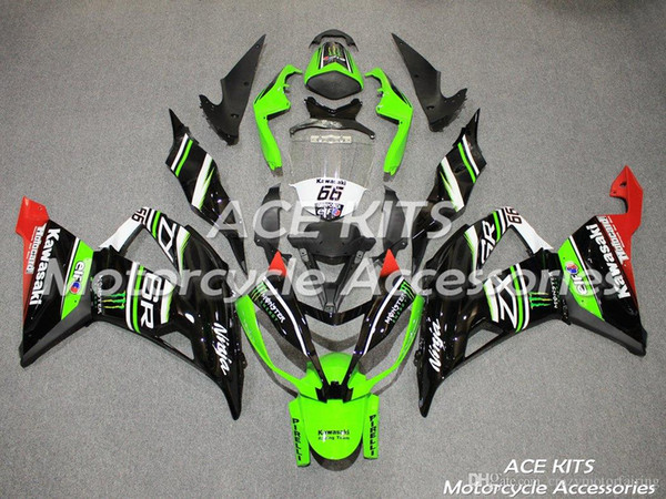 ACE KITS Motorcycle fairing For KAWASAKI Ninja ZX-6R 636 2013 2014 2015 2016 Injection or Compression Bodywork Black Green NO.V347