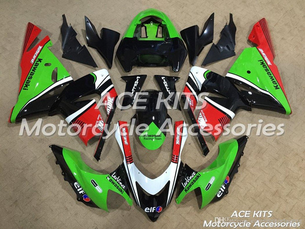 ACE KITS Motorcycle fairing For KAWASAKI Ninja ZX-10R 2004 2005 Injection or Compression Bodywork Green Black Red NO.V356