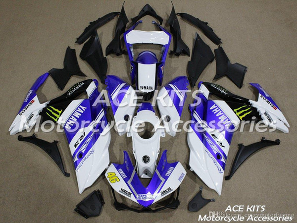 ACE KITS Motorcycle fairing For YAMAHA R25 R3 2015-2016 Injection or Compression Bodywork splendid white blue +TANK NO.2324