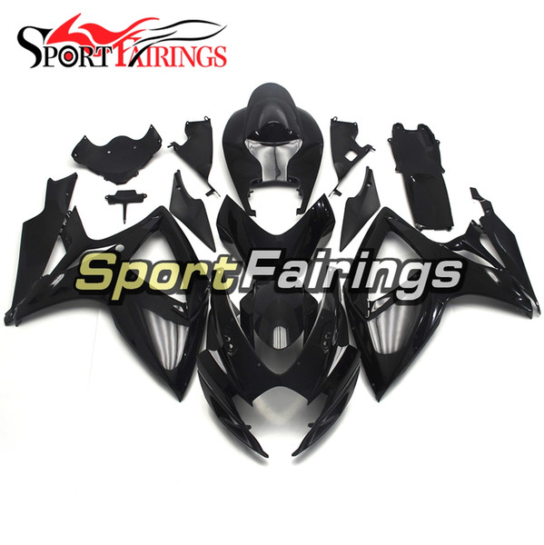 Complete Pure Gloss Black Fairings For Suzuki GSXR600-750 Year 2006 2007 06 07 K7 Sportbike ABS Plastics Fairing Kit Injection Hulls