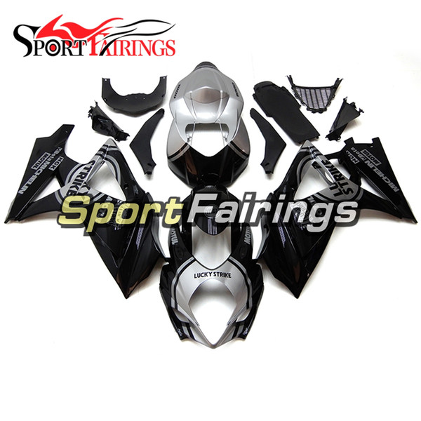 Full Injection Gloss Black Sliver Lucky Strike Fairings For Suzuki GSXR1000 GSX-R1000 K7 07 08 2007 2008 Sportbike ABS Motorcycle Cowlings