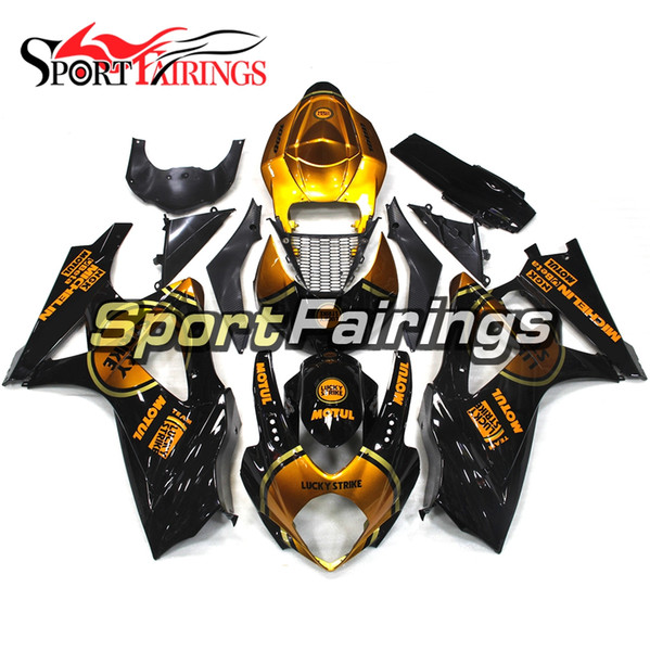 Full Injection Gloss Black Gold Lucky Strike Fairings For Suzuki GSXR1000 GSX-R1000 K7 07 08 2007 2008 Sportbike ABS Motorcycle Cowlings