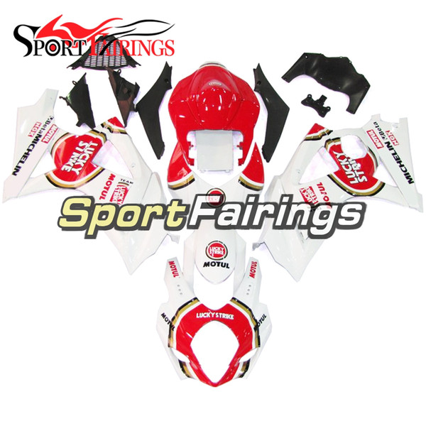 Complete Injection White Red Lucky Strike Fairings For Suzuki GSXR1000 GSX-R1000 K7 07 08 2007 2008 Sportbike ABS Motorcycle Bodywork