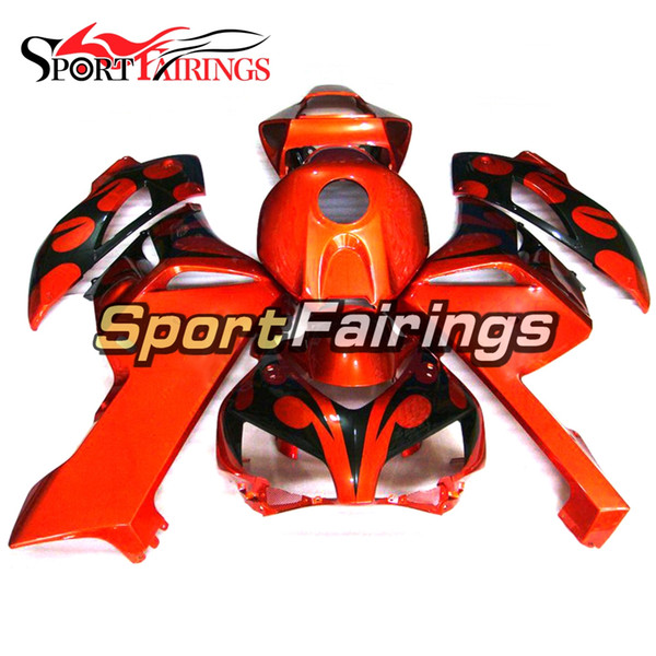 Complete Orange Black Flame Injection Fairings For Honda CBR1000RR 2004 2005 Year Sportbike ABS Plastics Motorcycle Body Frames