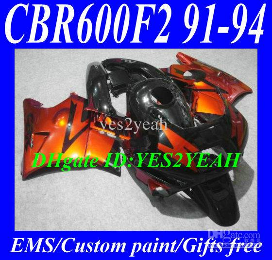 Fairing kit for HONDA CBR600F2 91 92 93 94 CBR 600F2 CBR600 Bodywork CBRF2 1991 1992 1993 1994 orange black Fairings kit HG26