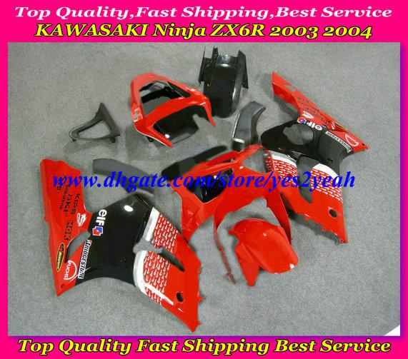 Fairing kit for KAWASAKI Ninja ZX6R 03 04 ZX 6R 2003 2004 ZX-6R 636 red black Fairings set+7gifts SD26