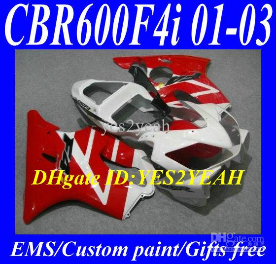 Body kit for HONDA CBR600F4I 01 02 03 CBR 600 F4I CBR600 F4I CBR600 2001 2002 2003 red white Fairings kit+gifts HY28