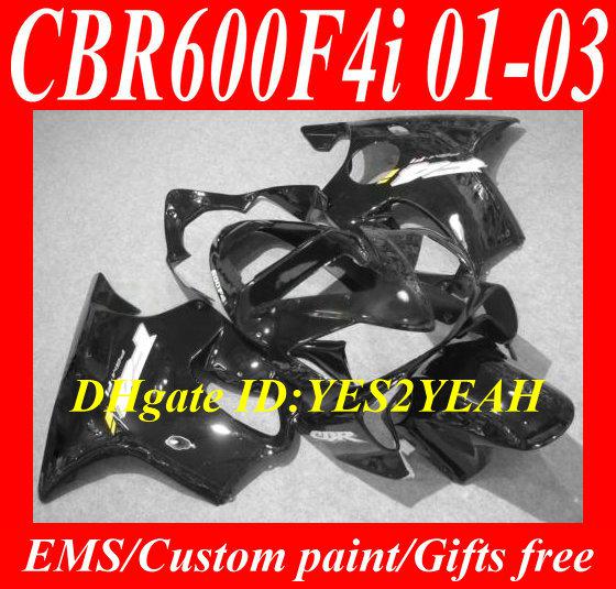 Fairing kit for HONDA CBR600F4I 01 02 03 CBR 600 F4I CBR600 F4I CBR600 2001 2002 2003 gloss black ABS Fairings kit+7gifts HY34