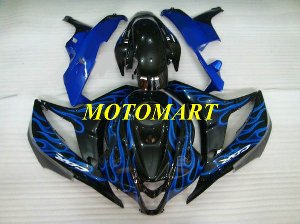 Motorcycle Fairing kit for HONDA CBR600RR F5 07 08 CBR600 RR CBR 600RR 2007 2008 Blue flames black Fairings set+gifts HC08