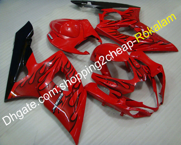 Motorbike ABS Fairing For Suzuki GSXR1000 2005 2006 GSXR 1000 05 06 K5 Red Bodywork Black Flame Motorcycles kit (Injection molding)