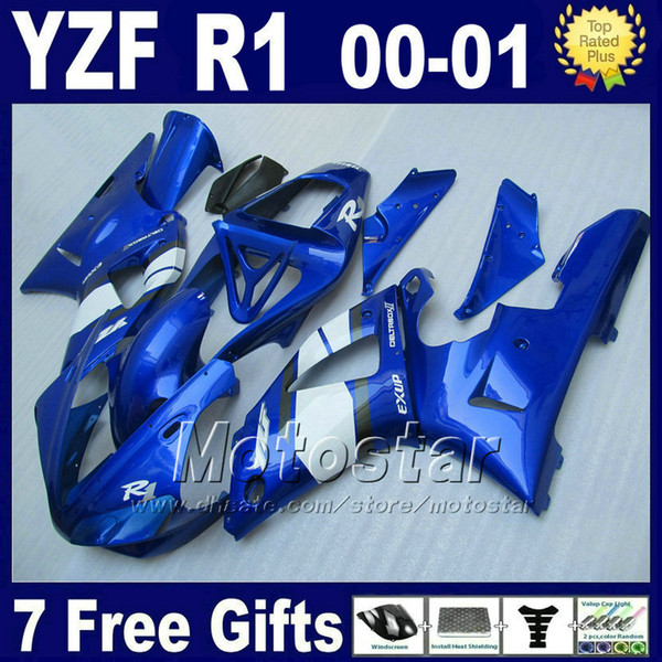 Blue fairings for YAMAHA YZF R1 00 01 fairing kits 2000 2001 YZFR1 yzf1000 B13C cheap good quality plastic parts kit + 7 gifts