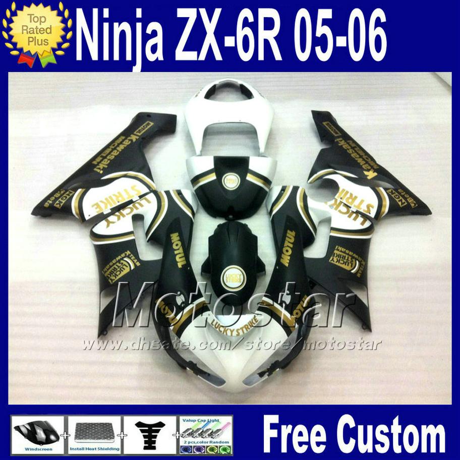 motorcycles +Free Seat cowl for Kawasaki fairings Ninja ZX6R 636 2005 2006 ZX 6R white black fairing body kit 05 06 ZX-6R zx636 qw1