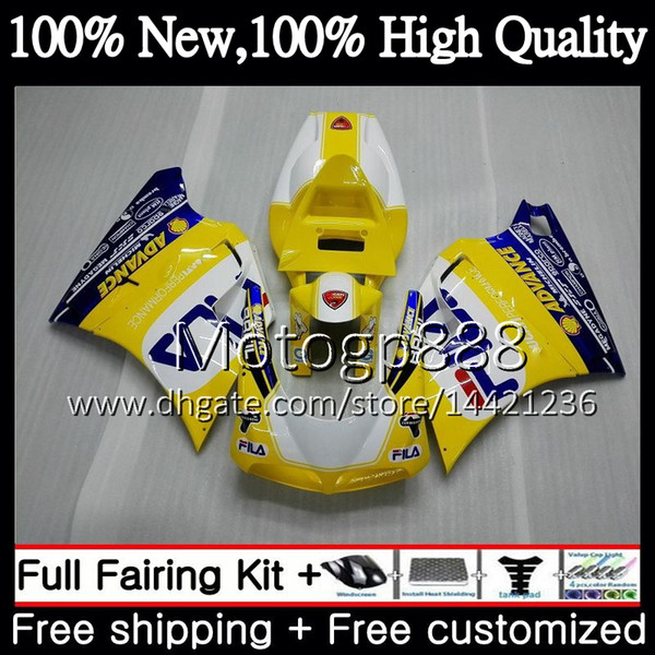 Body For DUCATI 748 853 916 Blue yellow 94 95 96 97 98 99 00 01 02 18PG5 996 998 S R 1994 1996 1998 1999 2000 2001 2002 Fairing Bodywork