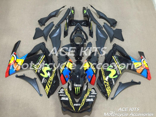 ACE KITS Motorcycle fairing For YAMAHA R25 R3 2015-2016 Injection or Compression Bodywork splendid black +TANK NO.2337