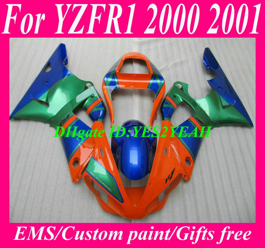 Fairing kit for YAMAHA YZFR1 YZF R1 2000 2001 YZF-R1 YZR1000 00 01 orange blue green Fairings body work YS20