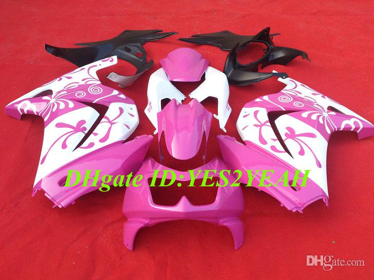 Injection Fairing body kit for KAWASAKI Ninja ZX250R ZX 250R 2008 2012 EX250 08 09 10 11 12 pink white Fairings bodywork KH68