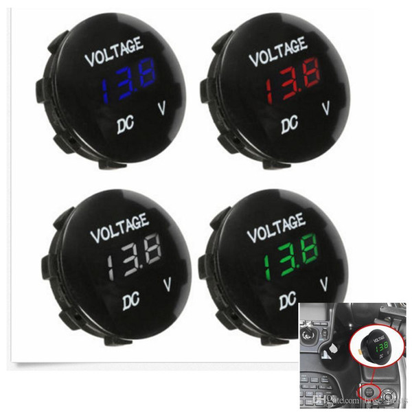 12V Mini Round Panel LED Digital Display Voltmeter Meter For Motorcycle Car Boat Instruments 4 Colors AAA1009