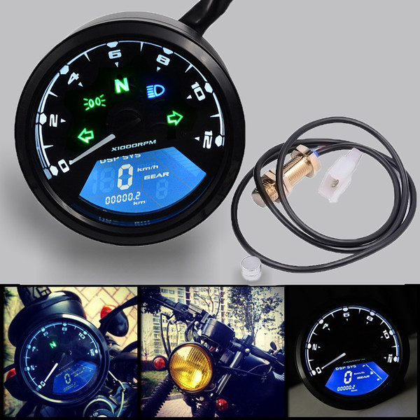 OHANEE Motorcycle Meter Led Digita Indicator Light Tachometer Odometer Speedometer Oil Meter Multifunction Night Vision Dial