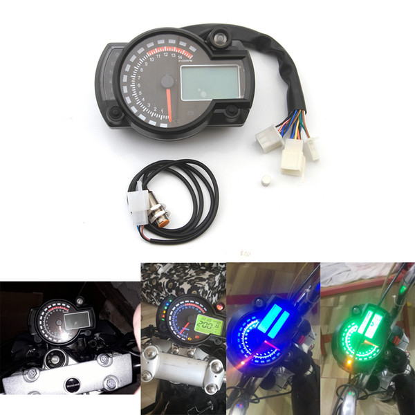 Display LCD Digital Light Odometer Speedometer Tachometer 7 colors Adjustable 15000RPM/Min Universal Motorcycle Instrument