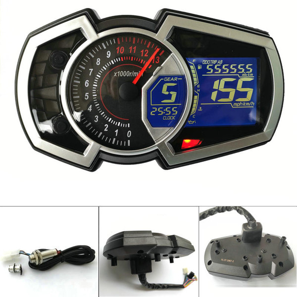 13000RPM DIY Universal 1,2,4 cylinder LCD Motorcycle Racing Street Bike Speedometer Odometer RPM Speed Fuel Gauge