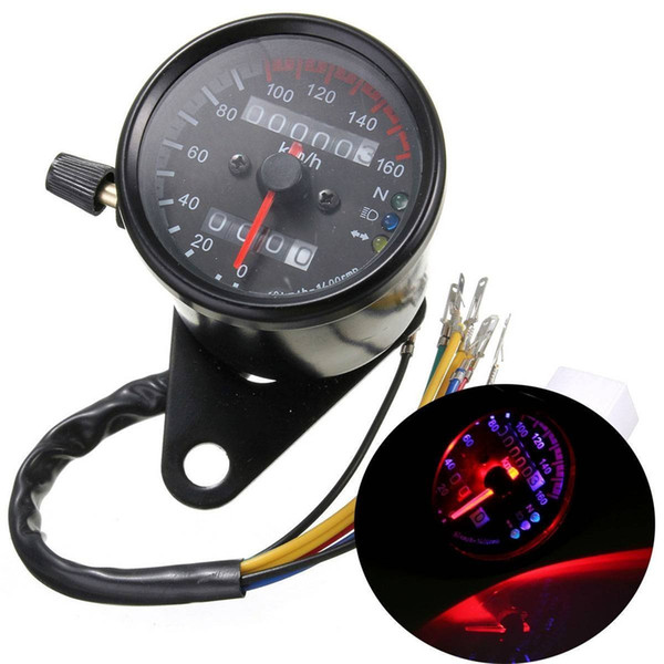 Motorcycle Modified Odometer Retro Odometer Instrument Double Meter Odometer Motorcycle Modified Instrument Strap Light with Luminous Light