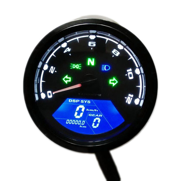 12000RPM Motorcycle Tachometer Gauge Speed Mileage with LED Backlight 12V Motorbike Odometer Speedometer Tachometer Display Speed