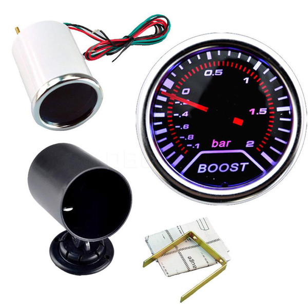 Hight Quality 2 Inch 52mm Cars Autos Vehicle Smoke White LED Turbo Boost Gauge Vacuum Meter Car Instruments