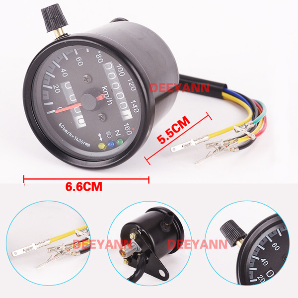 Racing Black Pointer to the Tachometer Backlight 1400RMP 60km/h Motor Movenment With LED Motorcycle Odometer Speedometer Gauge