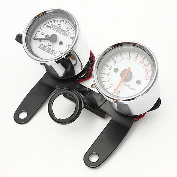 Motorcycle Universal Refitting Speedometer Odometer Tachometer Gauge with holder