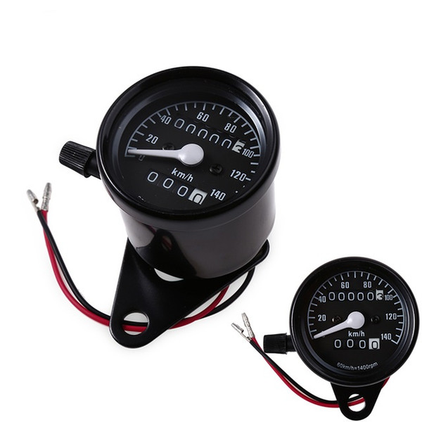 Universal Motorcycle Parking Meter + Dual Odometer Speedometer 0-140KM/H Mechanical Motorbike Gauge Black Dial Plate