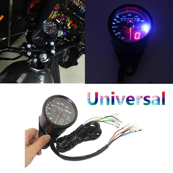 DC 12V Universal Motorcycle Speedometer Odometer Gauge for ATV Bike Scooter Motorcycle Dual Speed meter with LED Indicator